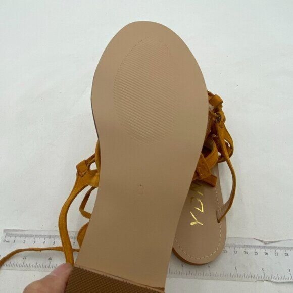 YDN Women Sexy Knee High Lace up Flats Fringe Low Heel Gladiator Strap Sandals S - Picture 6 of 8